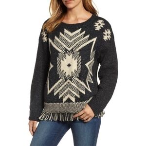 Press | Aztec SouthWestern Fringe Tribal Sweater, Size M